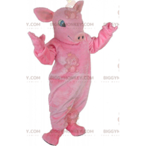 Kæmpe lyserød gris BIGGYMONKEY™ maskotkostume, der kan