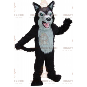 BIGGYMONKEY™ mascottekostuum felle wolf zwart en grijs