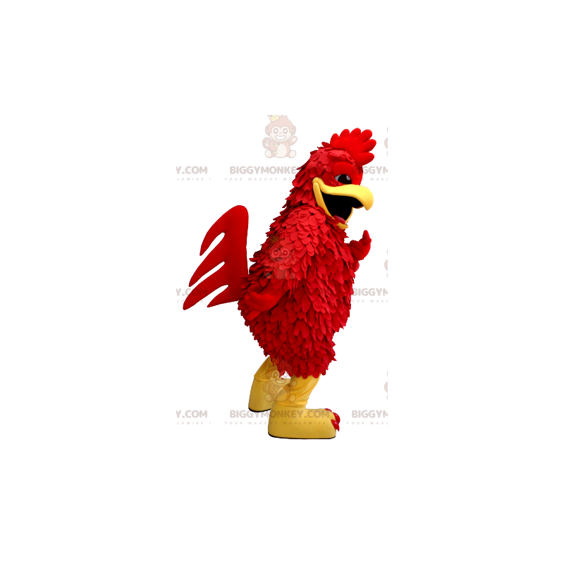 Fato de mascote de galinha gigante vermelha e amarela