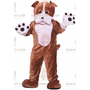 Braun-weißer Hund BIGGYMONKEY™ Maskottchen-Kostüm, zweifarbiges