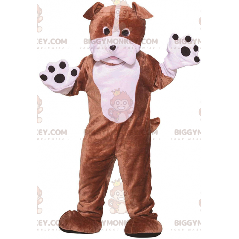 Braun-weißer Hund BIGGYMONKEY™ Maskottchen-Kostüm, zweifarbiges