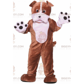 Braun-weißer Hund BIGGYMONKEY™ Maskottchen-Kostüm, zweifarbiges