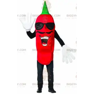 Mustached Chili Pepper BIGGYMONKEY™ Mascot Costume, Spicy