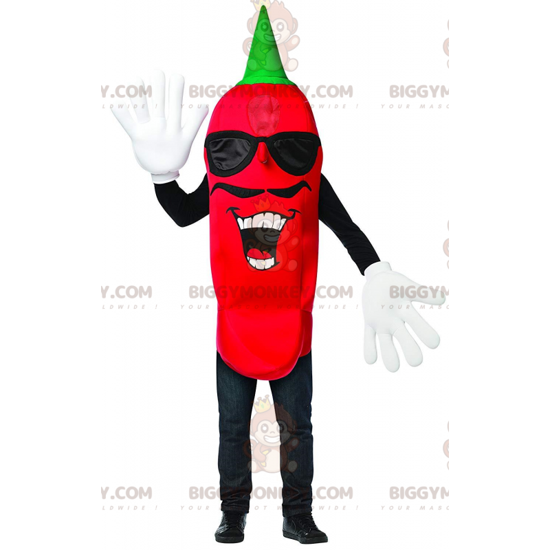 Mustached Chili Pepper BIGGYMONKEY™ Mascot Costume, Spicy