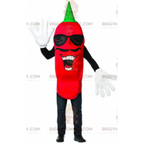 Mustached Chili Pepper BIGGYMONKEY™ Mascot Costume, Spicy