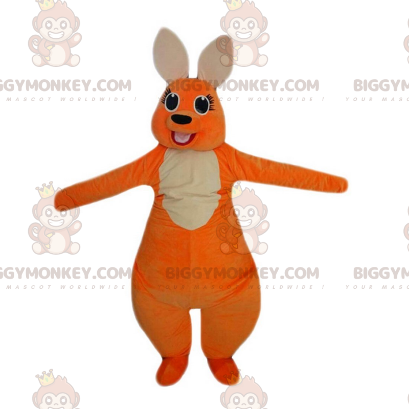 BIGGYMONKEY™ Costume da mascotte Canguro arancione e bianco con