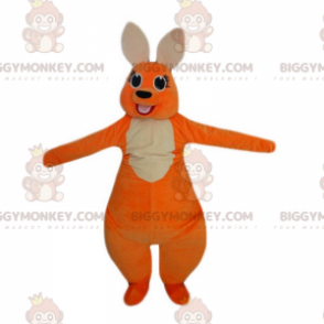 BIGGYMONKEY™ maskottiasu, oranssi ja valkoinen kenguru isolla