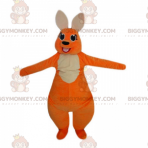 Traje de mascote BIGGYMONKEY™ laranja e canguru branco com