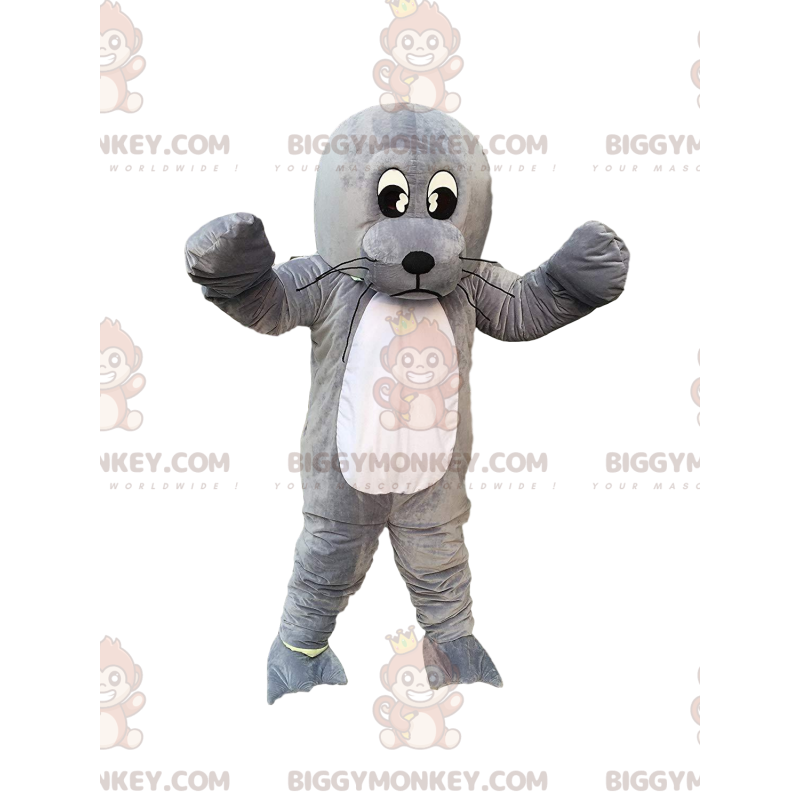 Costume de mascotte BIGGYMONKEY™ de lion de mer, d'otarie grise