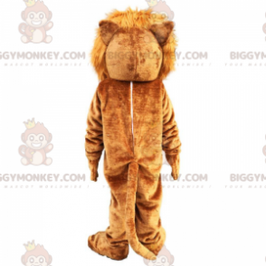 Traje de mascote BIGGYMONKEY™ de leão marrom e branco, traje de