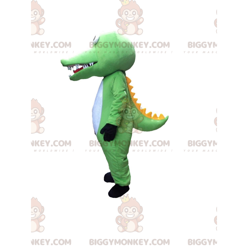 Costume de mascotte BIGGYMONKEY™ de crocodile vert, blanc et