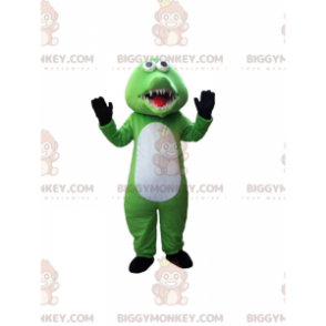 Costume da mascotte BIGGYMONKEY™ coccodrillo verde, bianco e