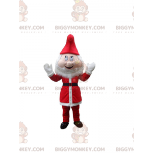 Punavalkoinen joulutonttu BIGGYMONKEY™ maskottiasu, joulupukin