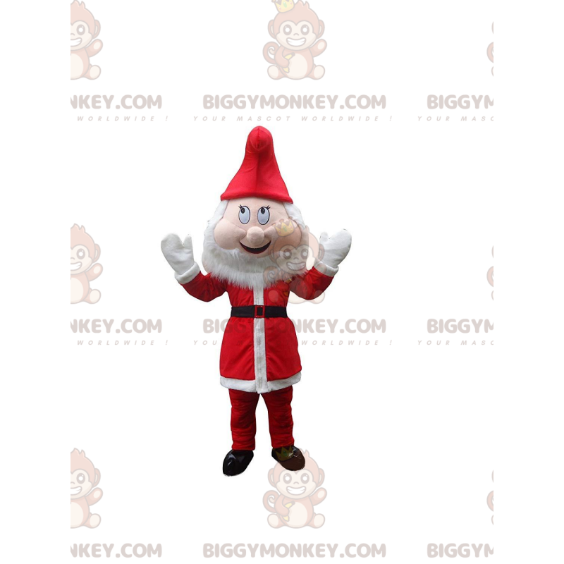 Rode en witte kerstelf BIGGYMONKEY™ mascottekostuum