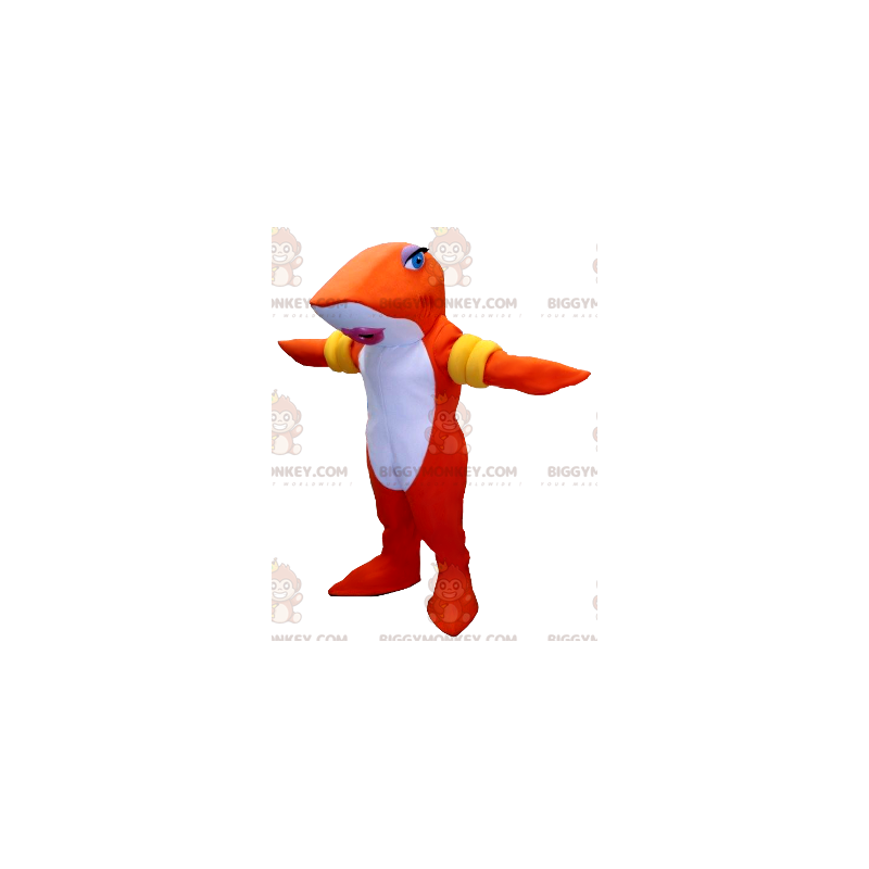 Costume da mascotte BIGGYMONKEY™ pesce squalo arancione e