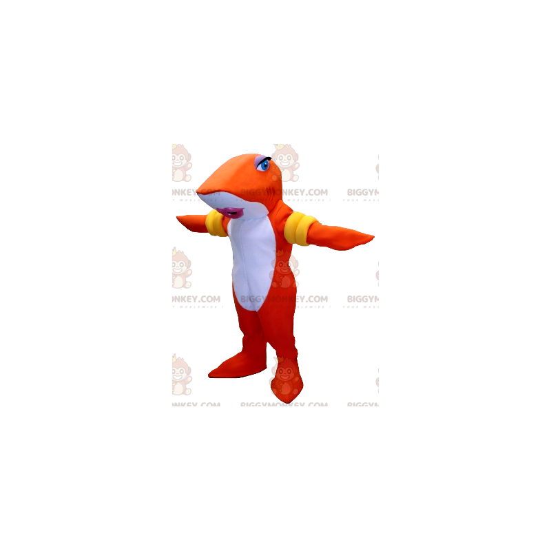 Orange und Weißer Haifisch BIGGYMONKEY™ Maskottchenkostüm mit