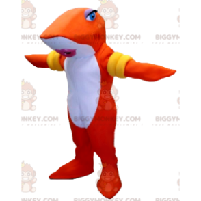 Costume de mascotte BIGGYMONKEY™ de poisson de requin orange et