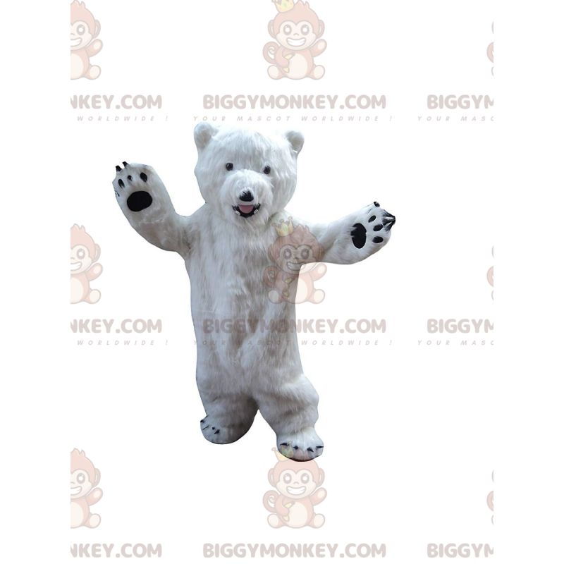 Hvid bamse BIGGYMONKEY™ maskotkostume, isbjørnekostume -