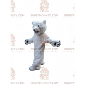 Valkoinen nalle BIGGYMONKEY™ maskottiasu, jääkarhuasu -