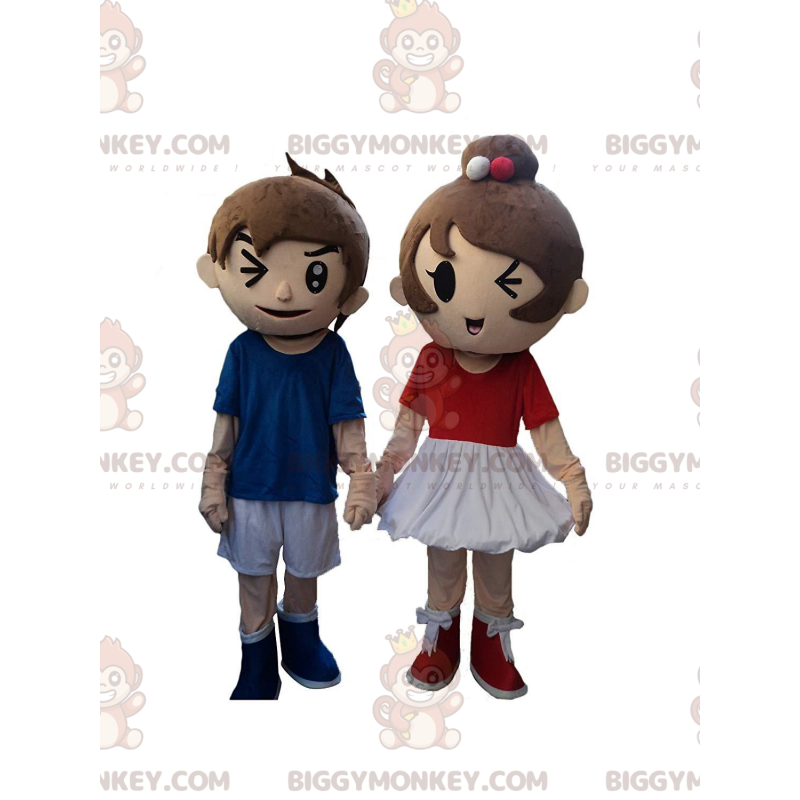 2 BIGGYMONKEY™s mascot, a boy and a girl, couple of children –