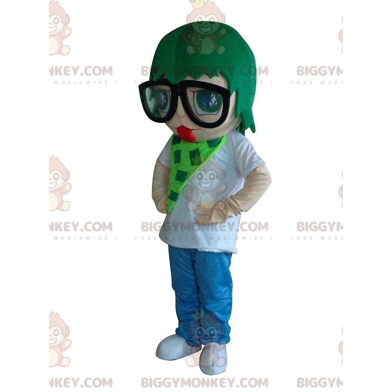 Disfraz de mascota BIGGYMONKEY™ de mujer con cabello verde