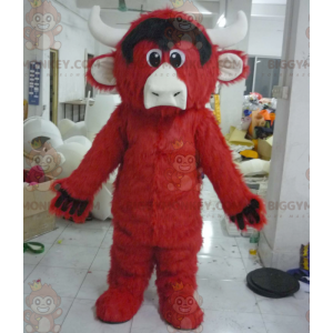 Disfraz de mascota BIGGYMONKEY™ de Búfalo Toro Peludo Rojo y