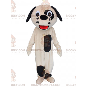 Kostium maskotki BIGGYMONKEY™ beżowy i czarny pies, pluszowy
