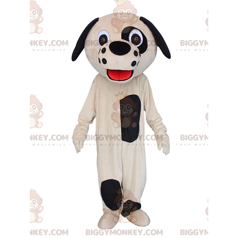 Traje de mascote BIGGYMONKEY™ cachorro bege e preto, fantasia