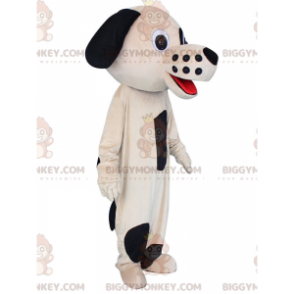 BIGGYMONKEY™ maskotdräkt beige och svart hund, plysch hunddräkt