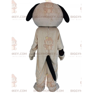 BIGGYMONKEY™ maskotkostume beige og sort hund, plys