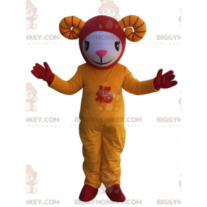 Kostým maskota BIGGYMONKEY™ Bílé, žluté a červené asijské ovčí