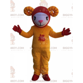 BIGGYMONKEY™ Maskottchen-Kostüm Weißes, gelbes und rotes