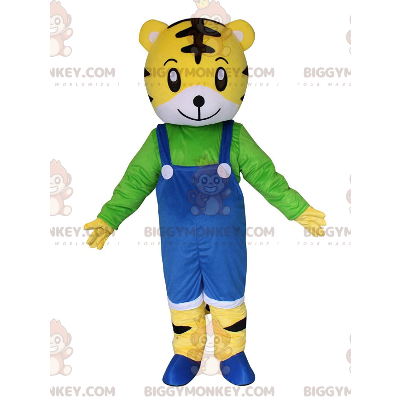 Tigerunge BIGGYMONKEY™ maskotdräkt med overall, tigerdräkt -