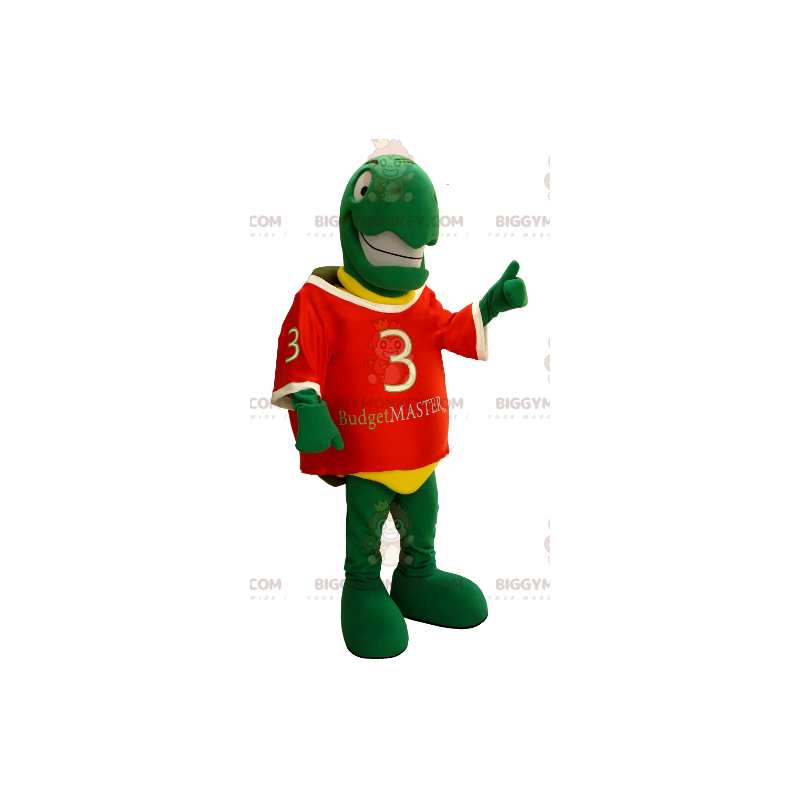 Very Smiling Green and Yellow Turtle BIGGYMONKEY™ Mascot