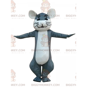 Fato de mascote BIGGYMONKEY™ de rato cinzento e branco, fato de