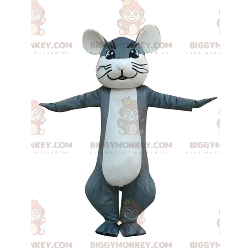 Disfraz de mascota ratón gris y blanco BIGGYMONKEY™, disfraz de