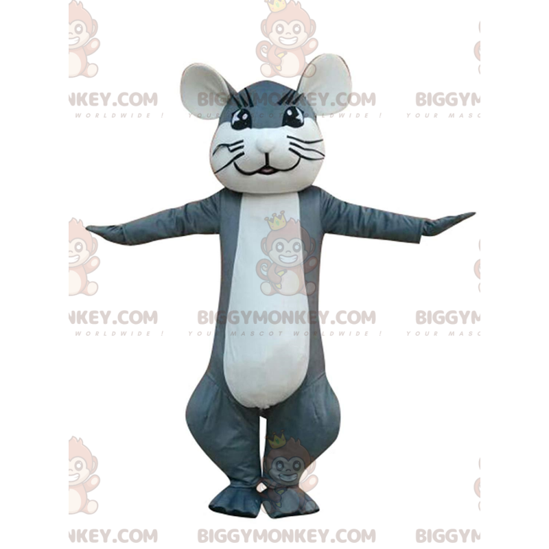 Maskotka szaro-biała mysz BIGGYMONKEY™, kostium gryzonia -