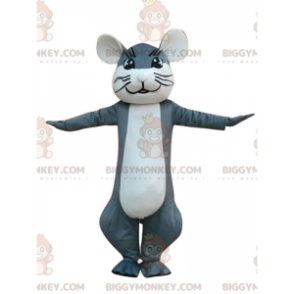 Costume da mascotte BIGGYMONKEY™ topo grigio e bianco, costume