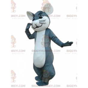 Costume da mascotte BIGGYMONKEY™ topo grigio e bianco, costume