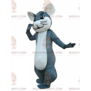 Fato de mascote BIGGYMONKEY™ de rato cinzento e branco, fato de