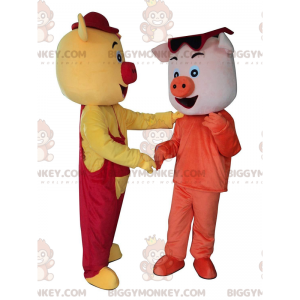 2 BIGGYMONKEY™-maskotti värikkäitä ja hauskoja sikoja, 2 sikaa
