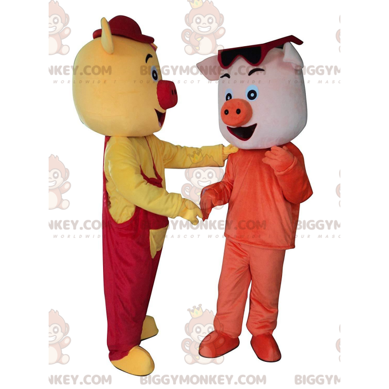2 BIGGYMONKEY™ mascotte di maialini colorati e divertenti, 2