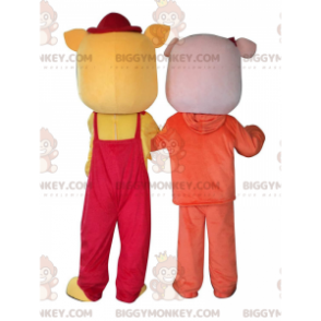 Duo de mascottes BIGGYMONKEY™ de cochons colorés et amusants, 2