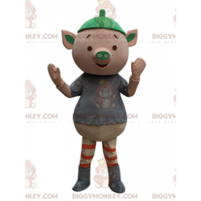 Costume da mascotte BIGGYMONKEY™ maialino rosa molto