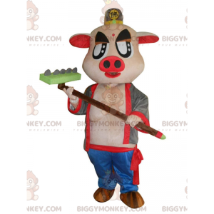 Costume de mascotte BIGGYMONKEY™ de cochon rose très original