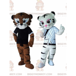 2 mascote de tigres do BIGGYMONKEY™ em traje de Kung fu