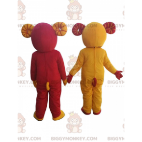 2 BIGGYMONKEY™s sheep, yellow and red goat mascots -