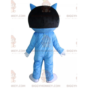 Blaue Katze BIGGYMONKEY™ Maskottchenkostüm mit schwarzer