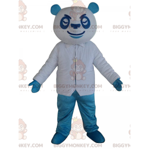 Costume da mascotte BIGGYMONKEY™ panda blu e bianco, costume da