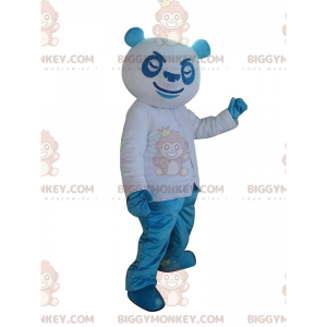 Costume da mascotte BIGGYMONKEY™ panda blu e bianco, costume da